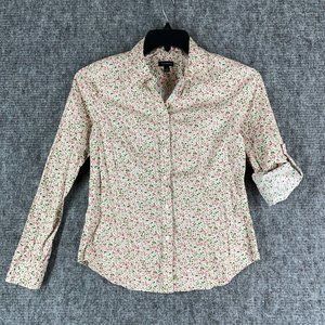 Talbots Floral Button Down Shirt - Cream and Pink